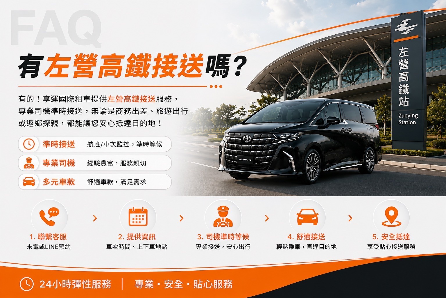 左營高鐵接送推薦｜高鐵左營站專車接送服務｜享運國際租車