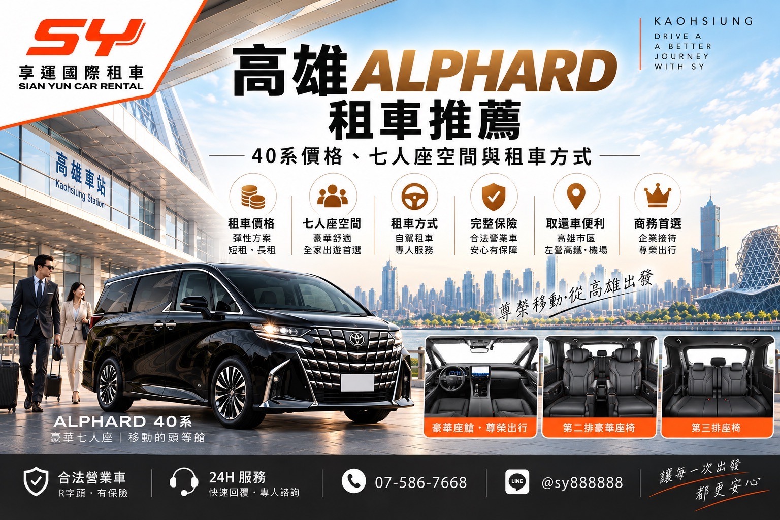高雄 Alphard 阿法租車推薦｜40系價格、七人座空間與自駕租車指南